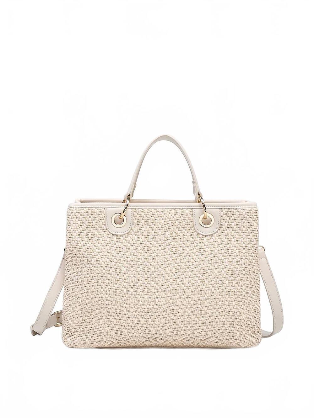 NEW JEN & CO. women's nancy woven diamond tote bag in off white